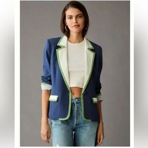 Anthropologie Maeve Blue and Green Blazer Sz M